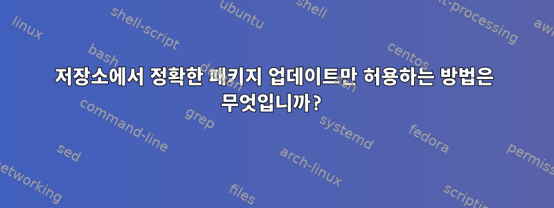 저장소에서 정확한 패키지 업데이트만 허용하는 방법은 무엇입니까?