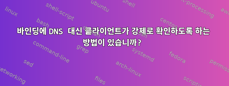 바인딩에 DNS 대신 클라이언트가 강제로 확인하도록 하는 방법이 있습니까?