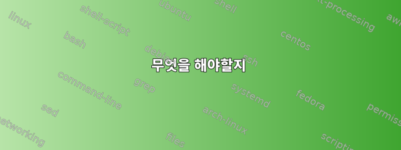 무엇을 해야할지