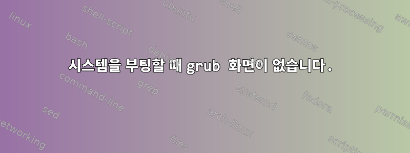 시스템을 부팅할 때 grub 화면이 없습니다.