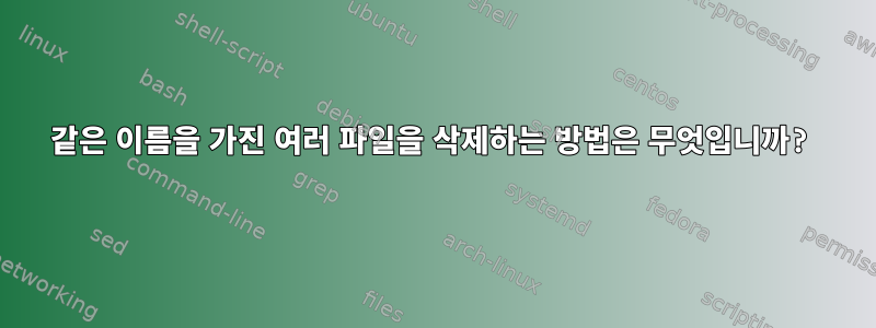 같은 이름을 가진 여러 파일을 삭제하는 방법은 무엇입니까?