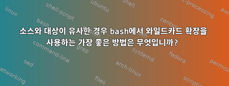 소스와 대상이 유사한 경우 bash에서 와일드카드 확장을 사용하는 가장 좋은 방법은 무엇입니까?