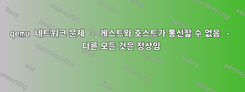 qemu 네트워크 문제 - 게스트와 호스트가 통신할 수 없음 - 다른 모든 것은 정상임