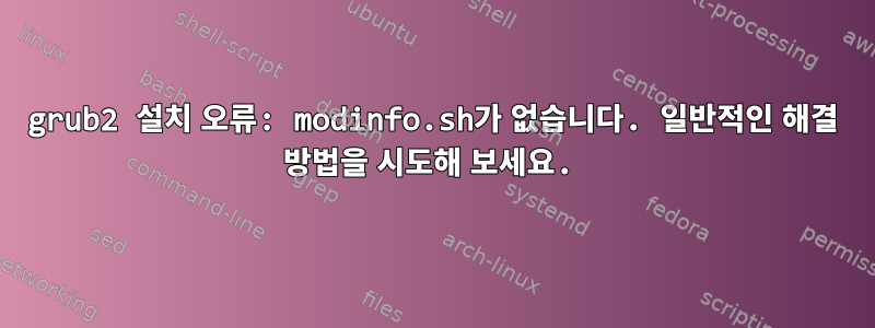 grub2 설치 오류: modinfo.sh가 없습니다. 일반적인 해결 방법을 시도해 보세요.