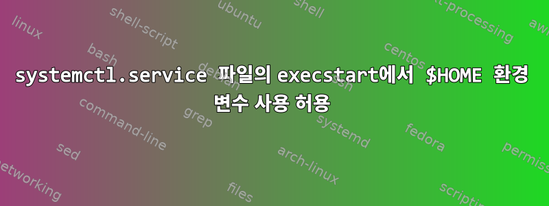 systemctl.service 파일의 execstart에서 $HOME 환경 변수 사용 허용