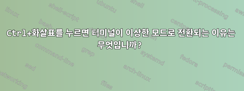 Ctrl+화살표를 누르면 터미널이 이상한 모드로 전환되는 이유는 무엇입니까?