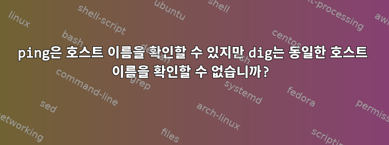 ping은 호스트 이름을 확인할 수 있지만 dig는 동일한 호스트 이름을 확인할 수 없습니까?