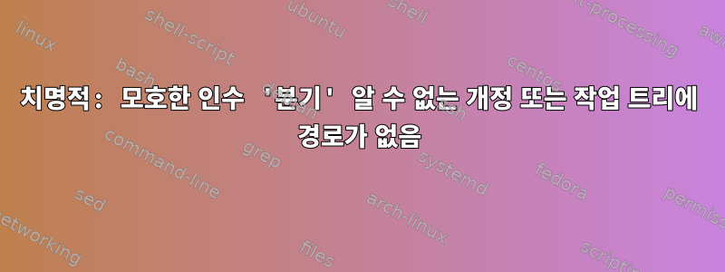 치명적: 모호한 인수 '분기' 알 수 없는 개정 또는 작업 트리에 경로가 없음