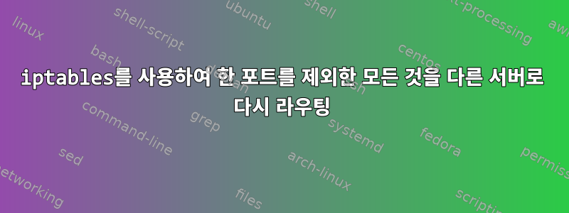 iptables를 사용하여 한 포트를 제외한 모든 것을 다른 서버로 다시 라우팅