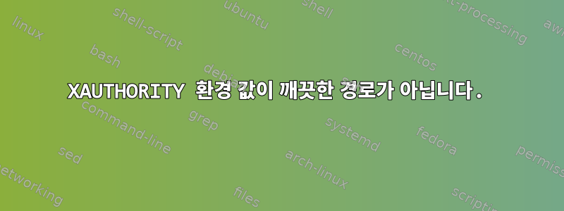 XAUTHORITY 환경 값이 깨끗한 경로가 아닙니다.