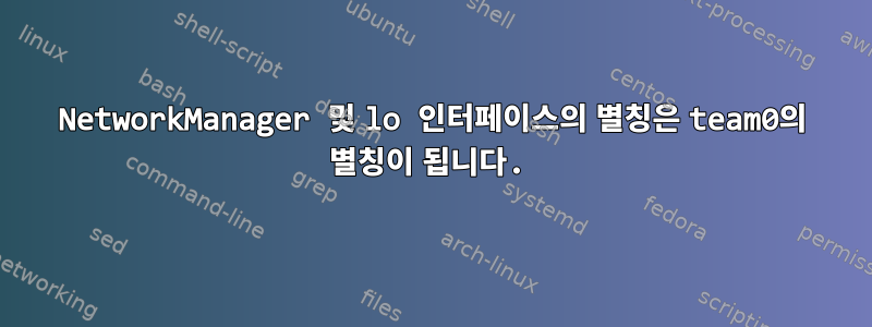 NetworkManager 및 lo 인터페이스의 별칭은 team0의 별칭이 됩니다.