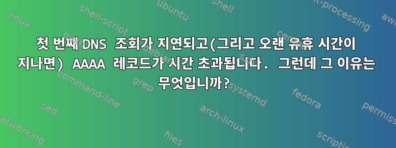 첫 번째 DNS 조회가 지연되고(그리고 오랜 유휴 시간이 지나면) AAAA 레코드가 시간 초과됩니다. 그런데 그 이유는 무엇입니까?