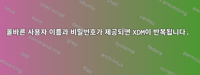 올바른 사용자 이름과 비밀번호가 제공되면 XDM이 반복됩니다.