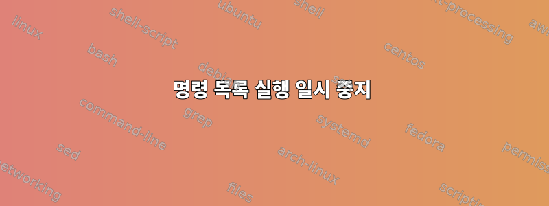 명령 목록 실행 일시 중지