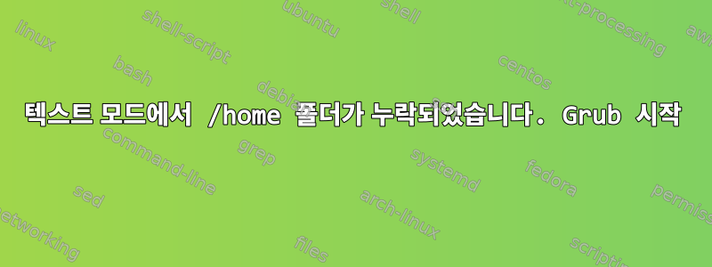 텍스트 모드에서 /home 폴더가 누락되었습니다. Grub 시작