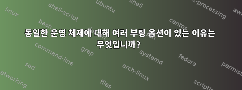 동일한 운영 체제에 대해 여러 부팅 옵션이 있는 이유는 무엇입니까?