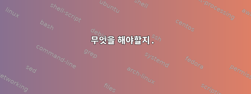 무엇을 해야할지.