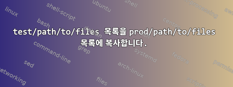 test/path/to/files 목록을 prod/path/to/files 목록에 복사합니다.