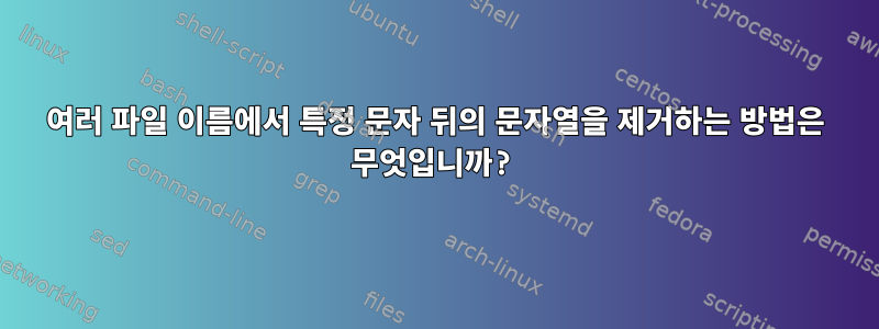 여러 파일 이름에서 특정 문자 뒤의 문자열을 제거하는 방법은 무엇입니까?