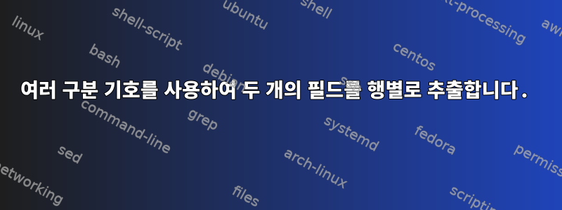 여러 구분 기호를 사용하여 두 개의 필드를 행별로 추출합니다.