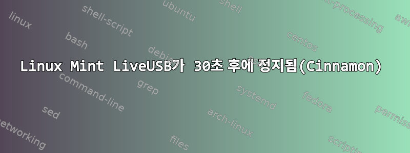 Linux Mint LiveUSB가 30초 후에 정지됨(Cinnamon)