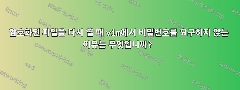 암호화된 파일을 다시 열 때 vim에서 비밀번호를 요구하지 않는 이유는 무엇입니까?