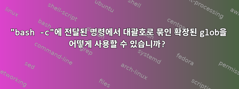 "bash -c"에 전달된 명령에서 대괄호로 묶인 확장된 glob을 어떻게 사용할 수 있습니까?