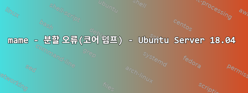 mame - 분할 오류(코어 덤프) - Ubuntu Server 18.04