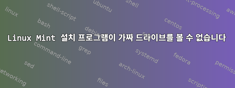 Linux Mint 설치 프로그램이 가짜 드라이브를 볼 수 없습니다