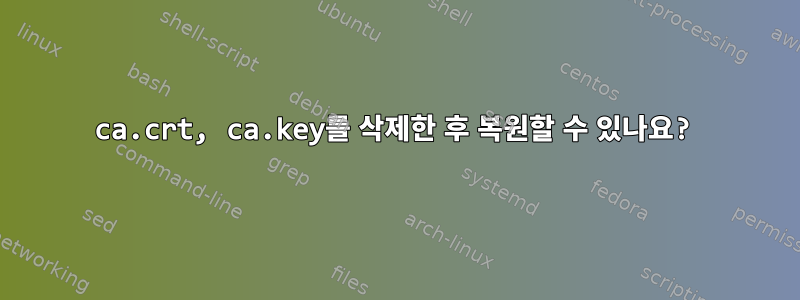 ca.crt, ca.key를 삭제한 후 복원할 수 있나요?