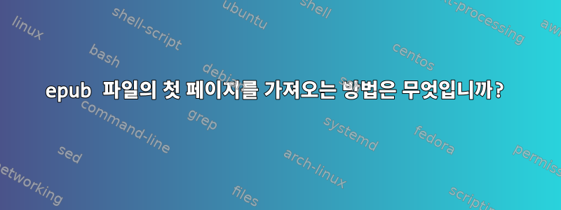 epub 파일의 첫 페이지를 가져오는 방법은 무엇입니까?