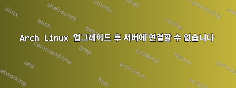 Arch Linux 업그레이드 후 서버에 연결할 수 없습니다