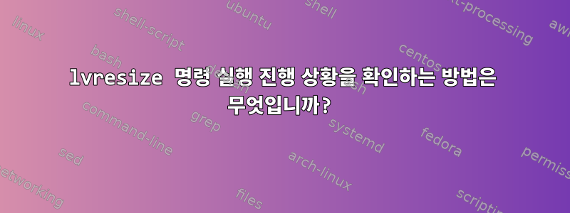 lvresize 명령 실행 진행 상황을 확인하는 방법은 무엇입니까?