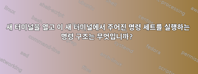 새 터미널을 열고 이 새 터미널에서 주어진 명령 세트를 실행하는 명령 구조는 무엇입니까?