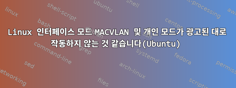 Linux 인터페이스 모드 MACVLAN 및 개인 모드가 광고된 대로 작동하지 않는 것 같습니다(Ubuntu)