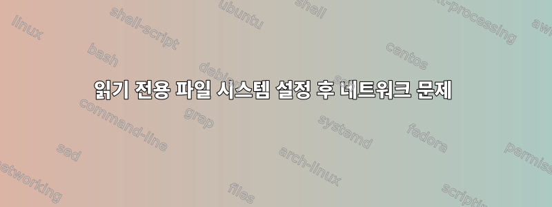 읽기 전용 파일 시스템 설정 후 네트워크 문제