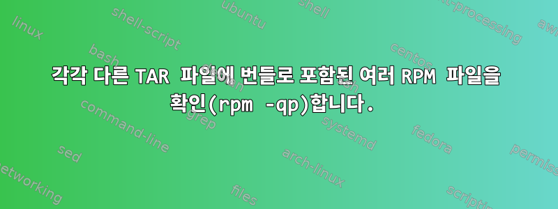 각각 다른 TAR 파일에 번들로 포함된 여러 RPM 파일을 확인(rpm -qp)합니다.