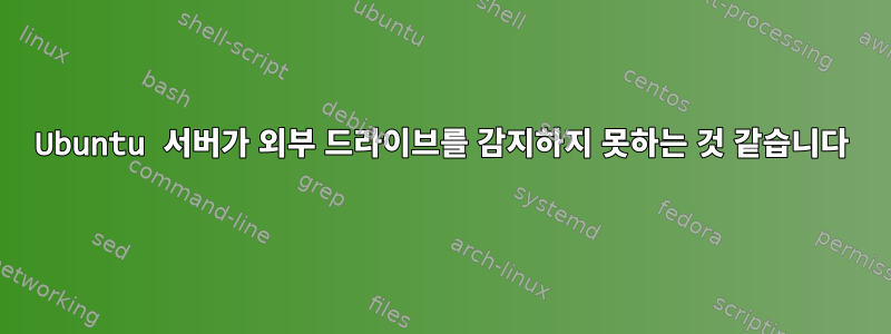 Ubuntu 서버가 외부 드라이브를 감지하지 못하는 것 같습니다