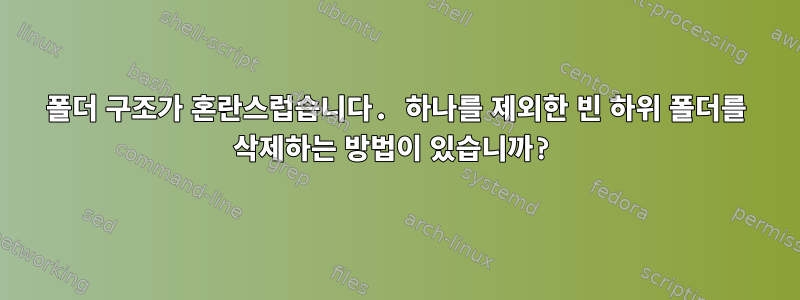 폴더 구조가 혼란스럽습니다. 하나를 제외한 빈 하위 폴더를 삭제하는 방법이 있습니까?