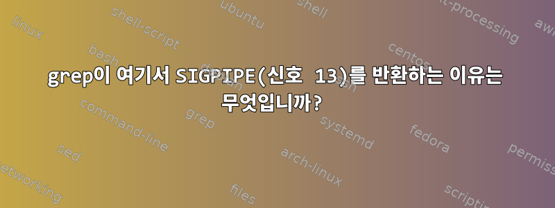 grep이 여기서 SIGPIPE(신호 13)를 반환하는 이유는 무엇입니까?