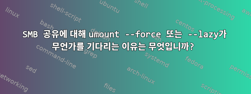 SMB 공유에 대해 umount --force 또는 --lazy가 무언가를 기다리는 이유는 무엇입니까?