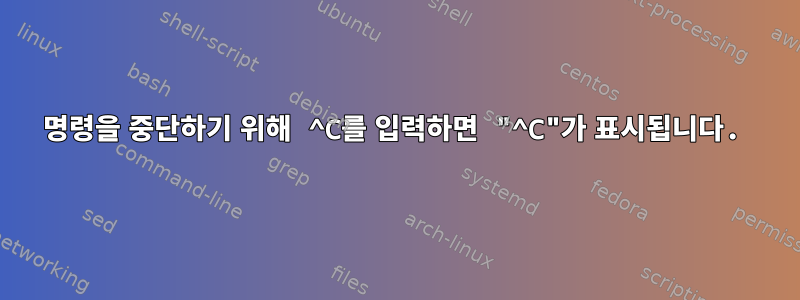 명령을 중단하기 위해 ^C를 입력하면 "^C"가 표시됩니다.