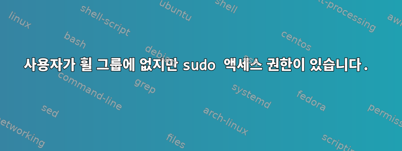 사용자가 휠 그룹에 없지만 sudo 액세스 권한이 있습니다.