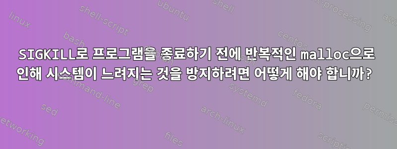 SIGKILL로 프로그램을 종료하기 전에 반복적인 malloc으로 인해 시스템이 느려지는 것을 방지하려면 어떻게 해야 합니까?