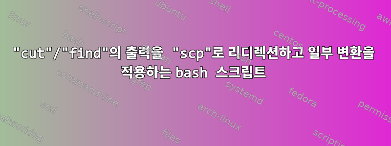 "cut"/"find"의 출력을 "scp"로 리디렉션하고 일부 변환을 적용하는 bash 스크립트