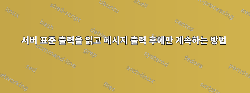 서버 표준 출력을 읽고 메시지 출력 후에만 계속하는 방법