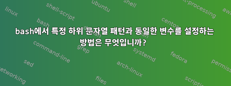 bash에서 특정 하위 문자열 패턴과 동일한 변수를 설정하는 방법은 무엇입니까?