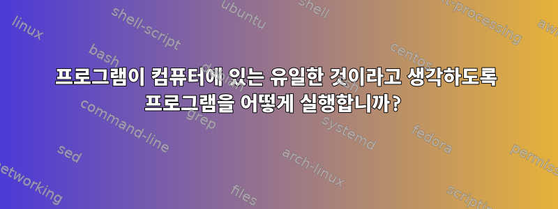 프로그램이 컴퓨터에 있는 유일한 것이라고 생각하도록 프로그램을 어떻게 실행합니까?