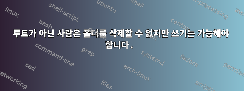 루트가 아닌 사람은 폴더를 삭제할 수 없지만 쓰기는 가능해야 합니다.