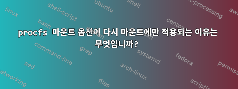 procfs 마운트 옵션이 다시 마운트에만 적용되는 이유는 무엇입니까?